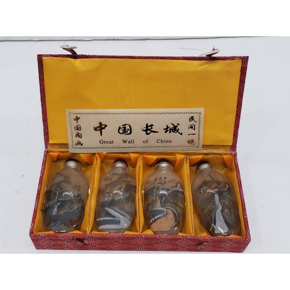 4pc Chinese painted "Great Wall Of China" Glass snuff bottle #49